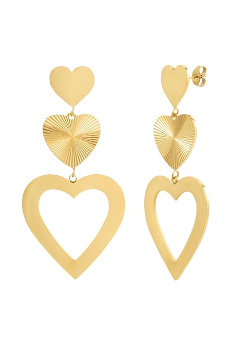 Earrings three hearts - Gold color