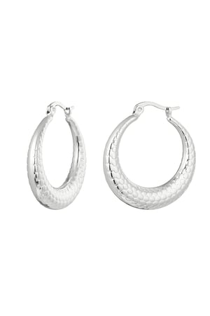 Earrings round with print - Silver Color color h5 