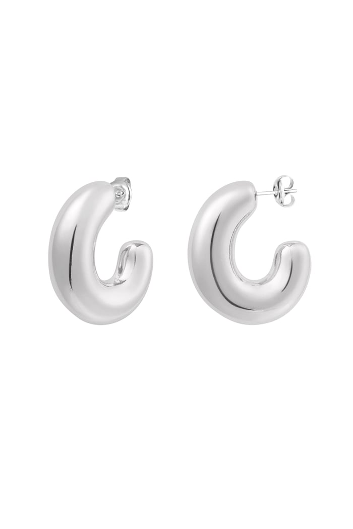 Earrings basic thick half moon - Silver Color color 