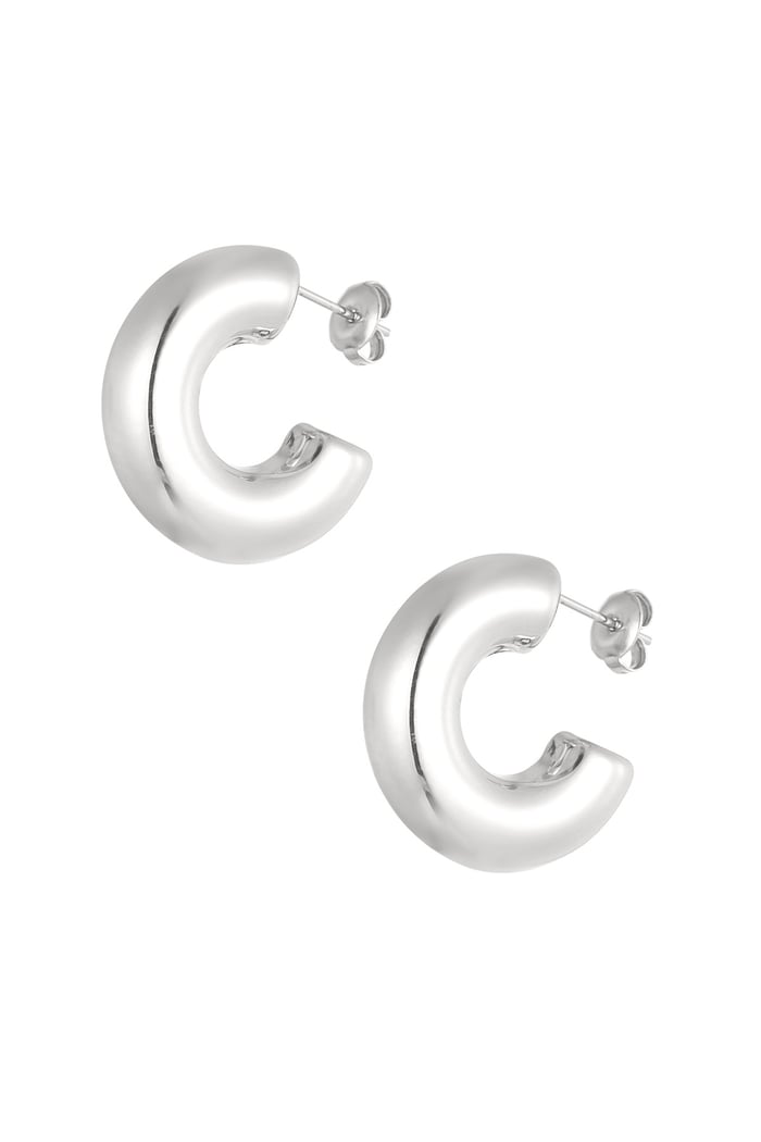 Earrings aesthetic basic half moon - Silver Color color 