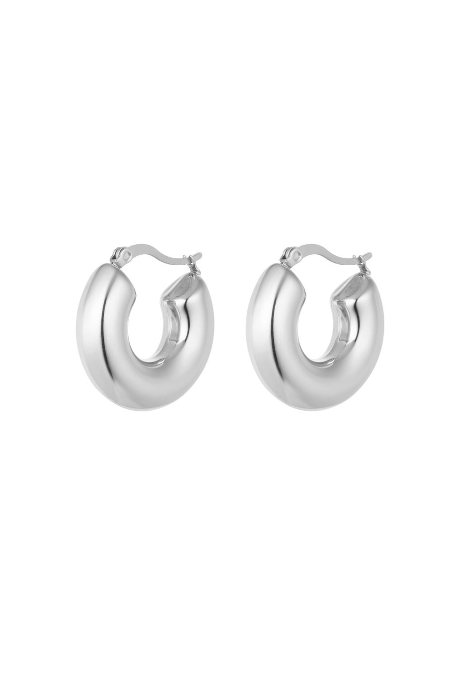 Oorbellen dik rondje - Zilver kleur 