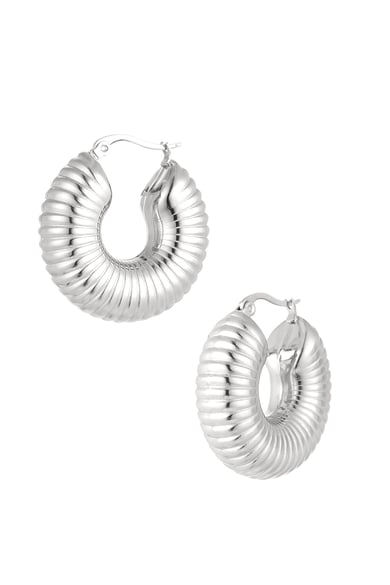 Earrings aesthetic round - Silver Color color h5 