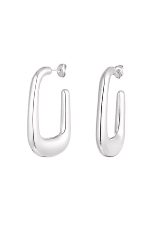 Earrings aesthetic rectangle - Silver Color color h5 