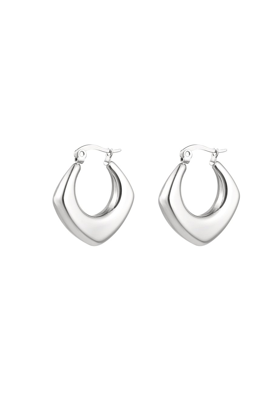 Boucles d'oreilles asymétriques demi-lune small - Couleur argent 