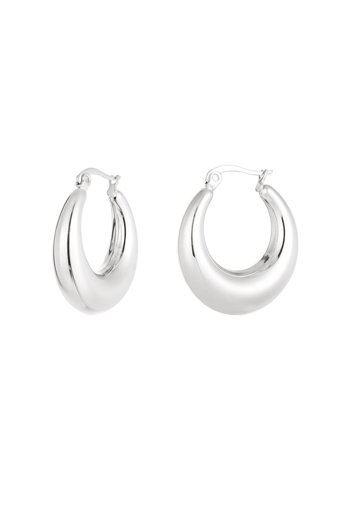 Earrings classy round - Silver Color color 