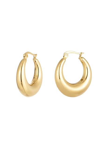 Earrings classy round - Gold color