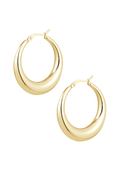 Basic half moon earrings - Silver Color color h5 