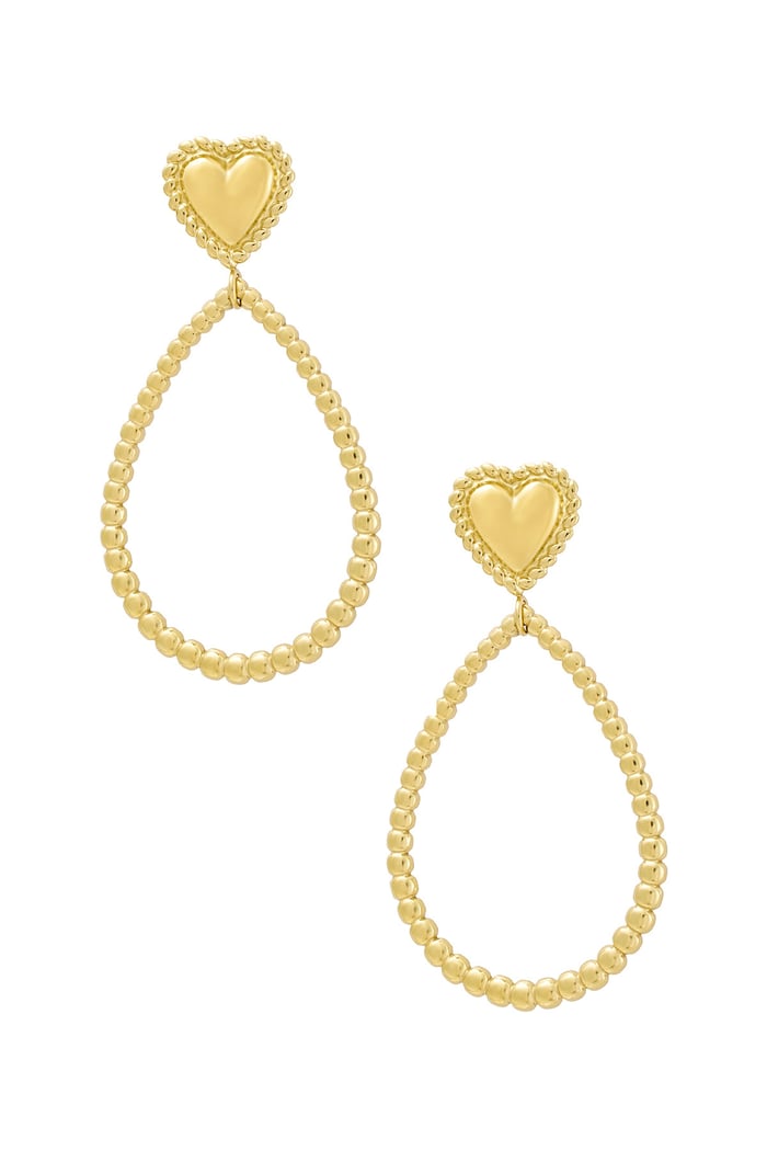 Earrings drop with heart - Gold color 