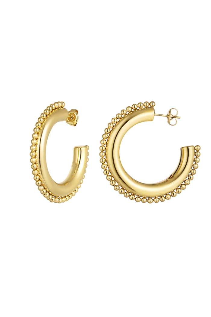 Earrings round with dots medium - Gold color 