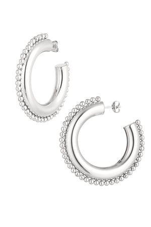 Round earrings with dots - Silver Color color h5 