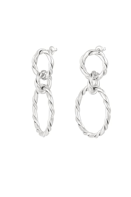 Earrings link with twist - Silver Color color