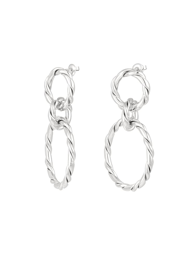 Earrings link with twist - Silver Color color 