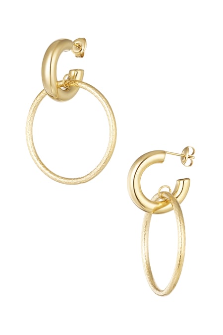 Earrings link with circle - Gold color