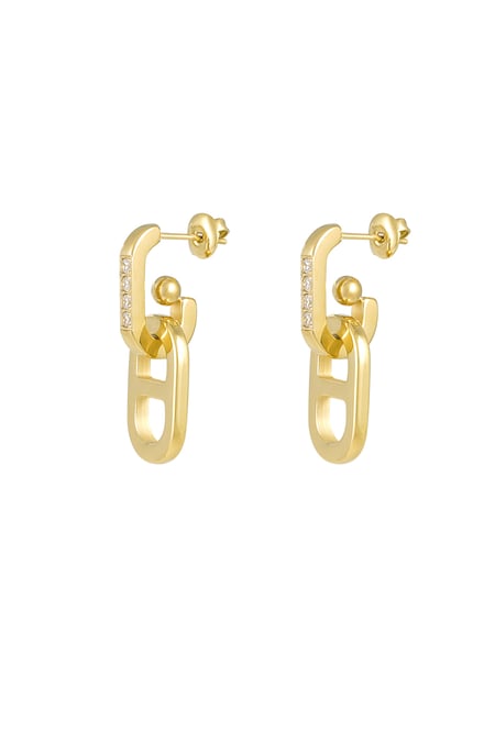 Earrings link with stones - Gold color 2