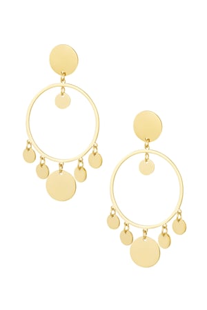 Earrings circle with coins - Gold color h5 