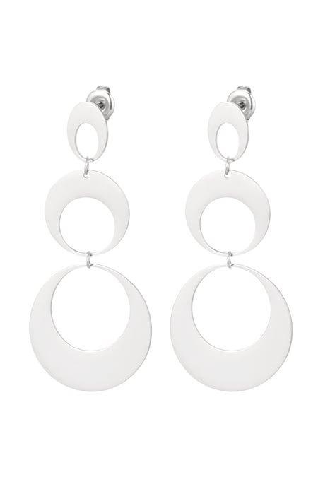 Earrings statement circles - Silver Color color