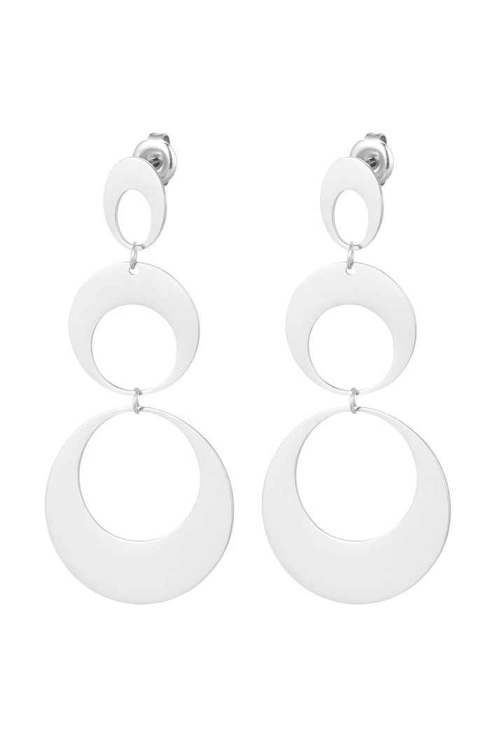 Earrings statement circles - Silver Color color 