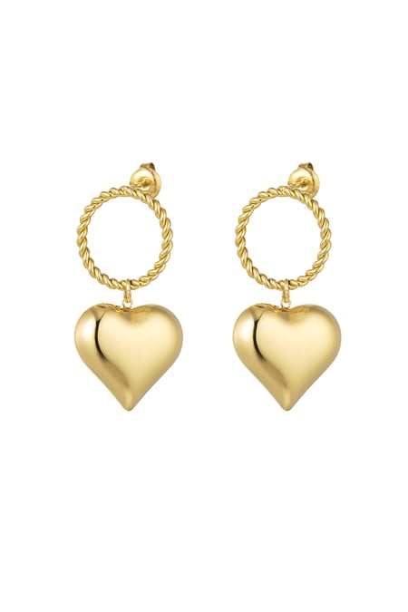 Earrings round & heart - Gold color