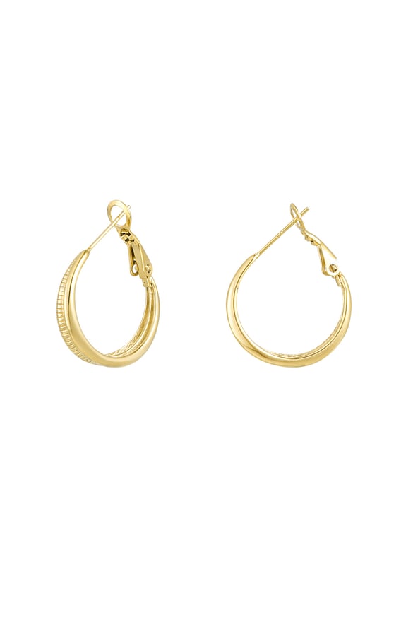 Boucle d'oreille double avec relief - doré 2