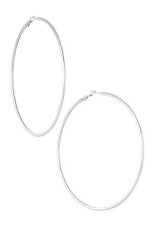 Earrings thin basic hoops - Silver Color color h5 