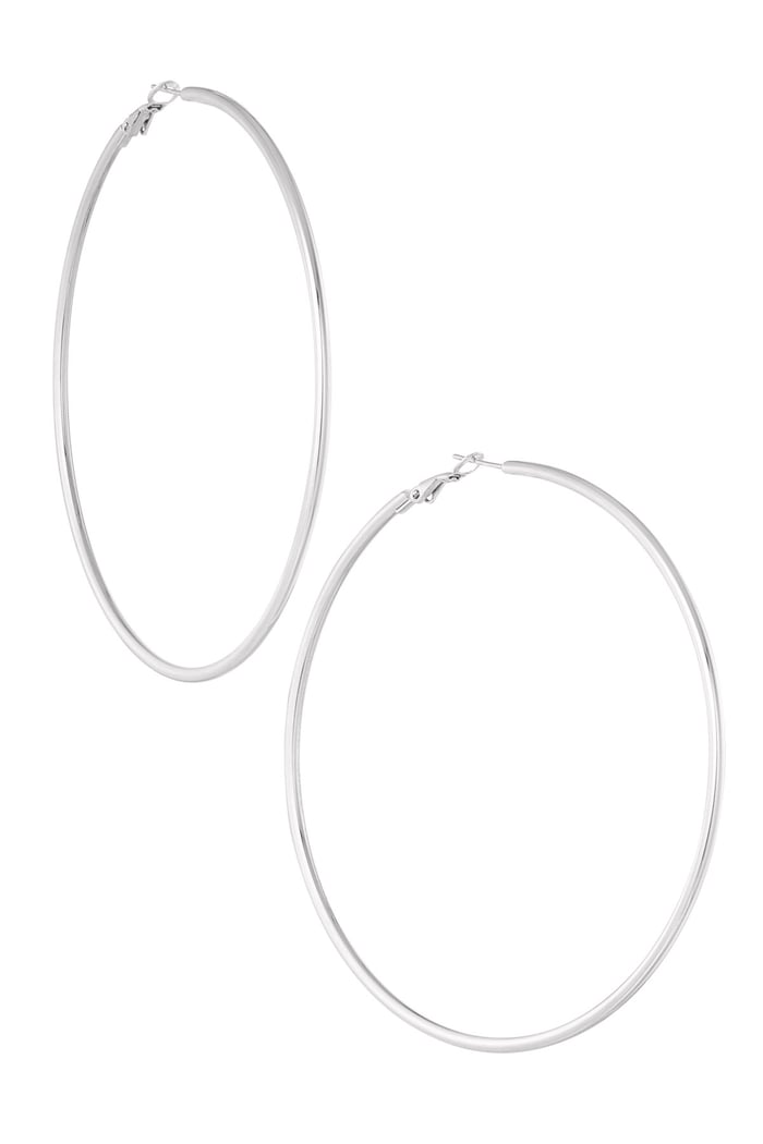 Earrings thin basic hoops - Silver Color color 