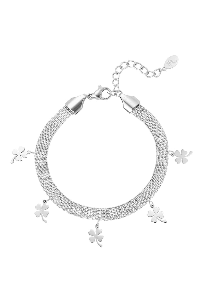 Bracelet robust with clovers - Silver Color color 