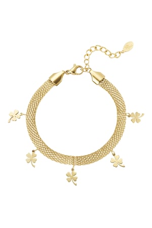 Bracelet robust with clovers - Gold color h5 