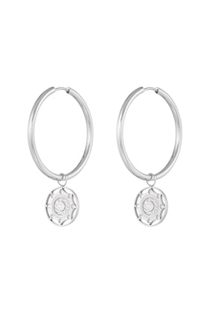 Earrings zircon coin - Silver Color color h5 