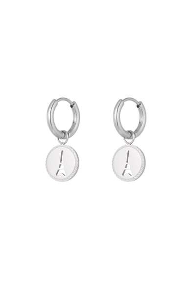 Eiffel Tower coin earrings - Silver Color color h5 