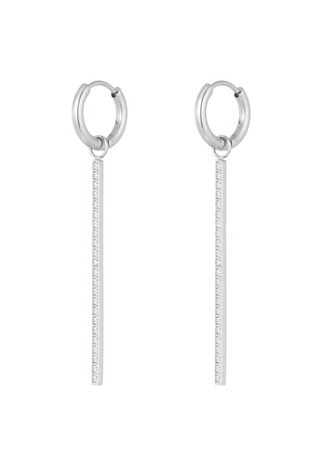 Zircon row earrings - Silver Color color 2