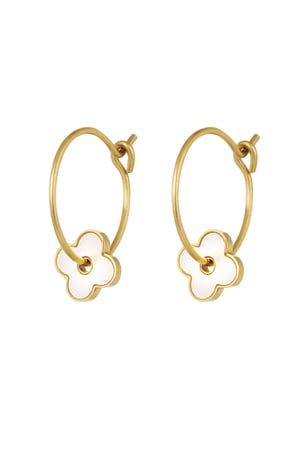 Minimalist earrings with flower - Gold color h5 