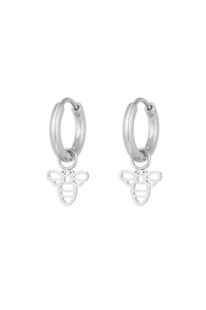 Minimalist bee earrings - Silver Color color h5 