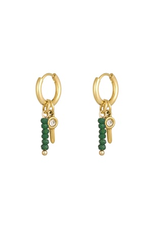 Earrings beads with charm - Gold color/green h5 