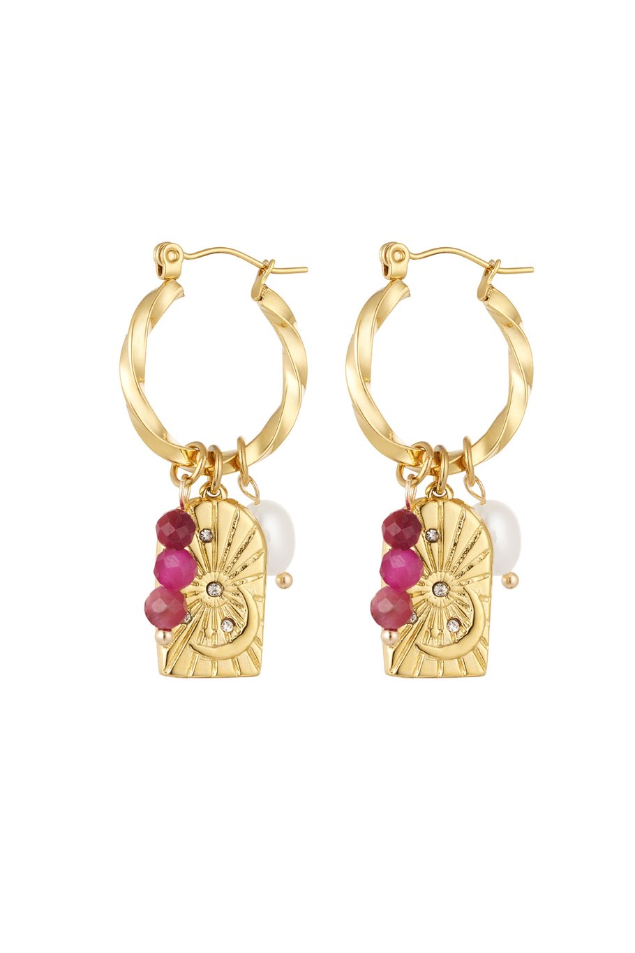 Charm-Ohrringe Party gedreht – Goldfarbe/Lila