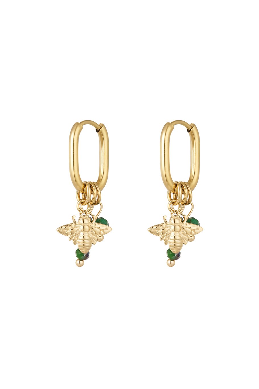 Earrings with decoration - red/Gold color 