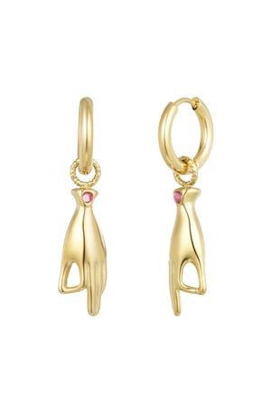 Hand symbol earrings - Gold color/pink h5 