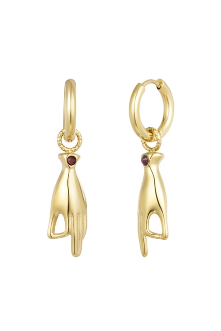 Hand symbol earrings - Gold color/purple