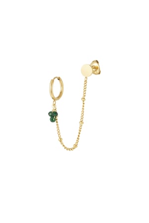 Earring with stud green beads - Gold color/green h5 