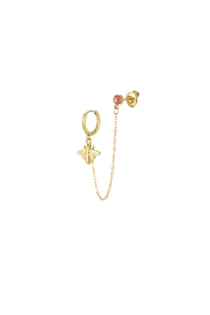 Earrings & stone - Gold color/pink h5 