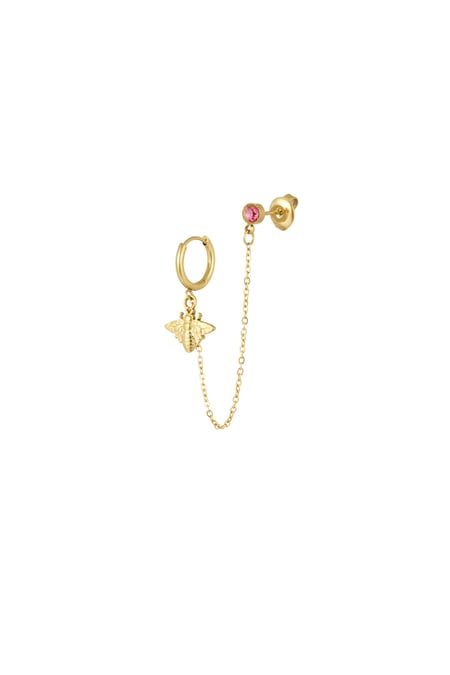 Earrings & stone - Gold color/pink