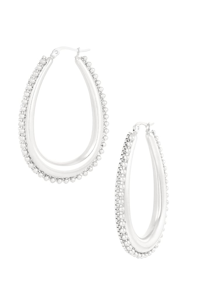 Earrings oval life - Silver Color color 