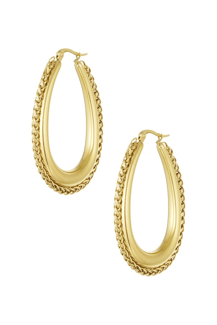 Hoops with braided edge - Gold color 