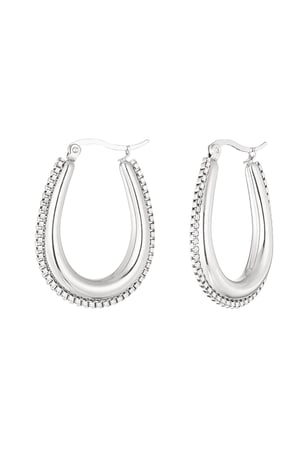 Drop shaped earring with links - Silver Color color h5 