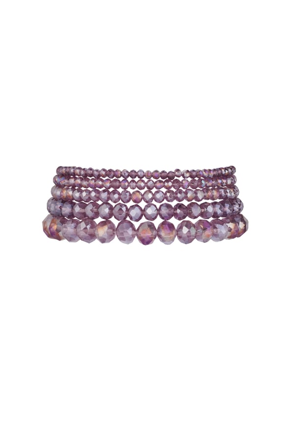 Set mit 5 Kristallarmbändern lila – traubenviolett