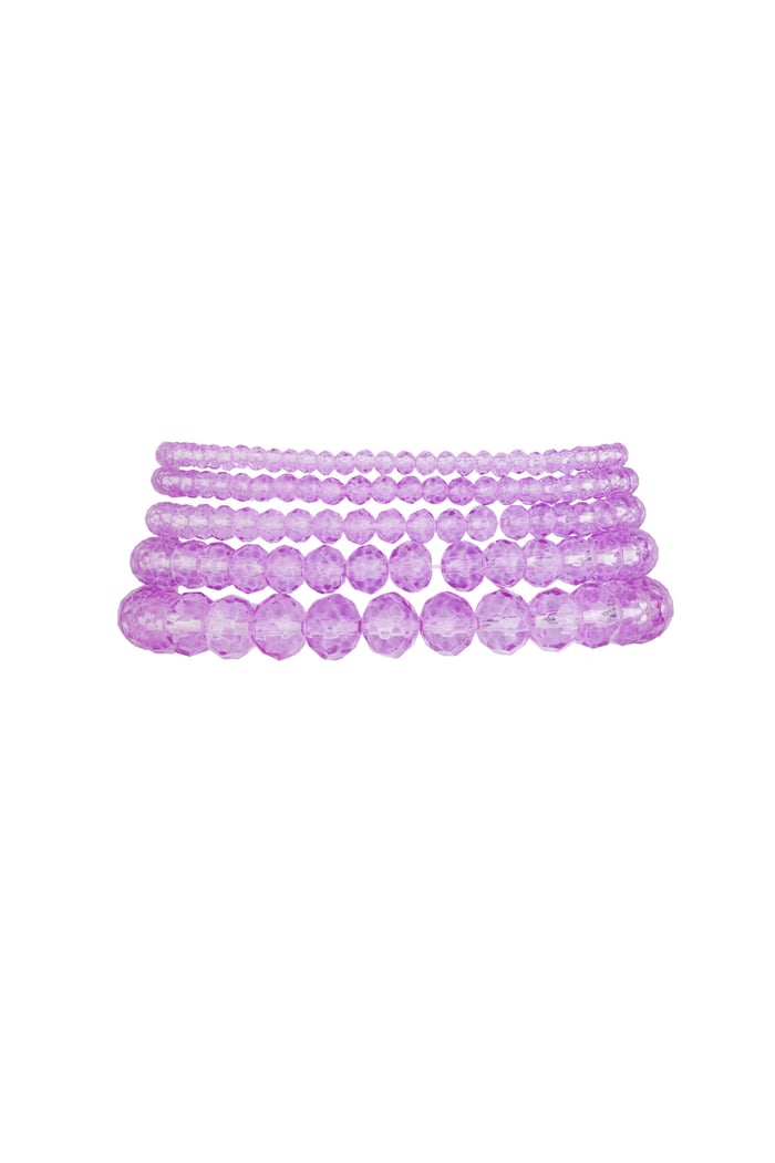 Set of 5 crystal bracelets purple - light purple 