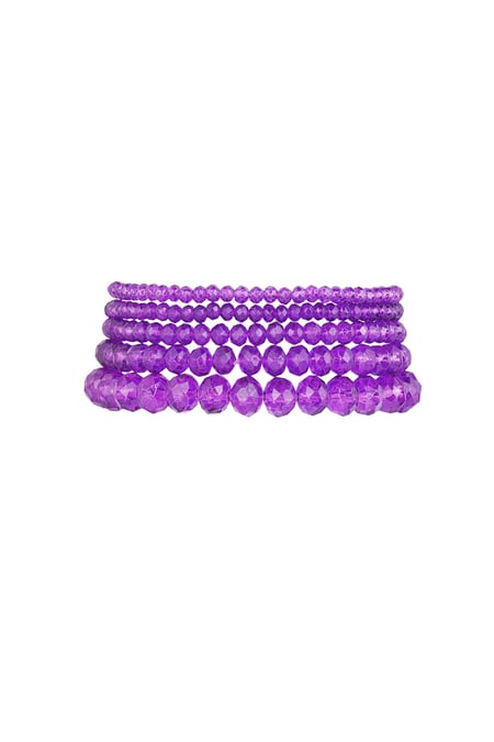 Set of 5 crystal bracelets purple - purple