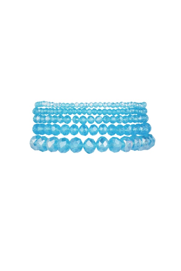 Set mit 5 Kristallarmbändern Ozean – Hellblau