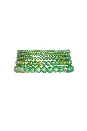 Lote de 5 pulseras de cristal verde - Color dorado verde h5 