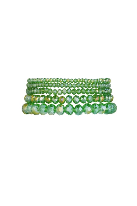 Set of 5 crystal bracelets green - green Gold color