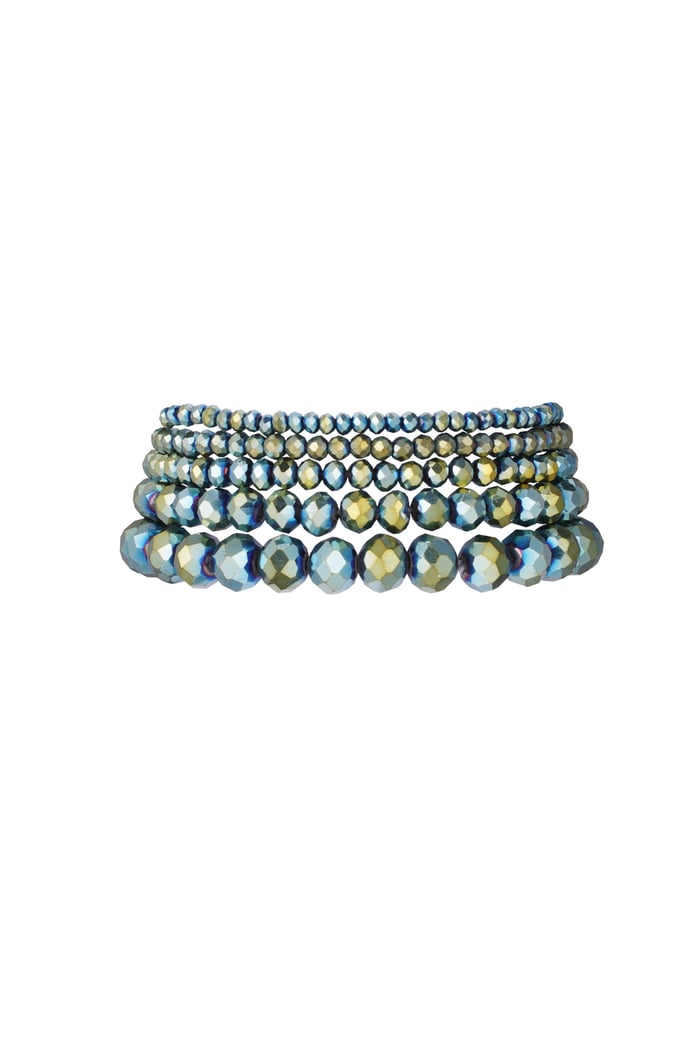 Conjunto de pulsera con cuentas de cristal irregulares - Azul y verde 